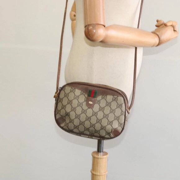 GUCCI GG Supreme Web Sherry Line Shoulder Bag PVC Beige  Auth - Picture 15 of 16